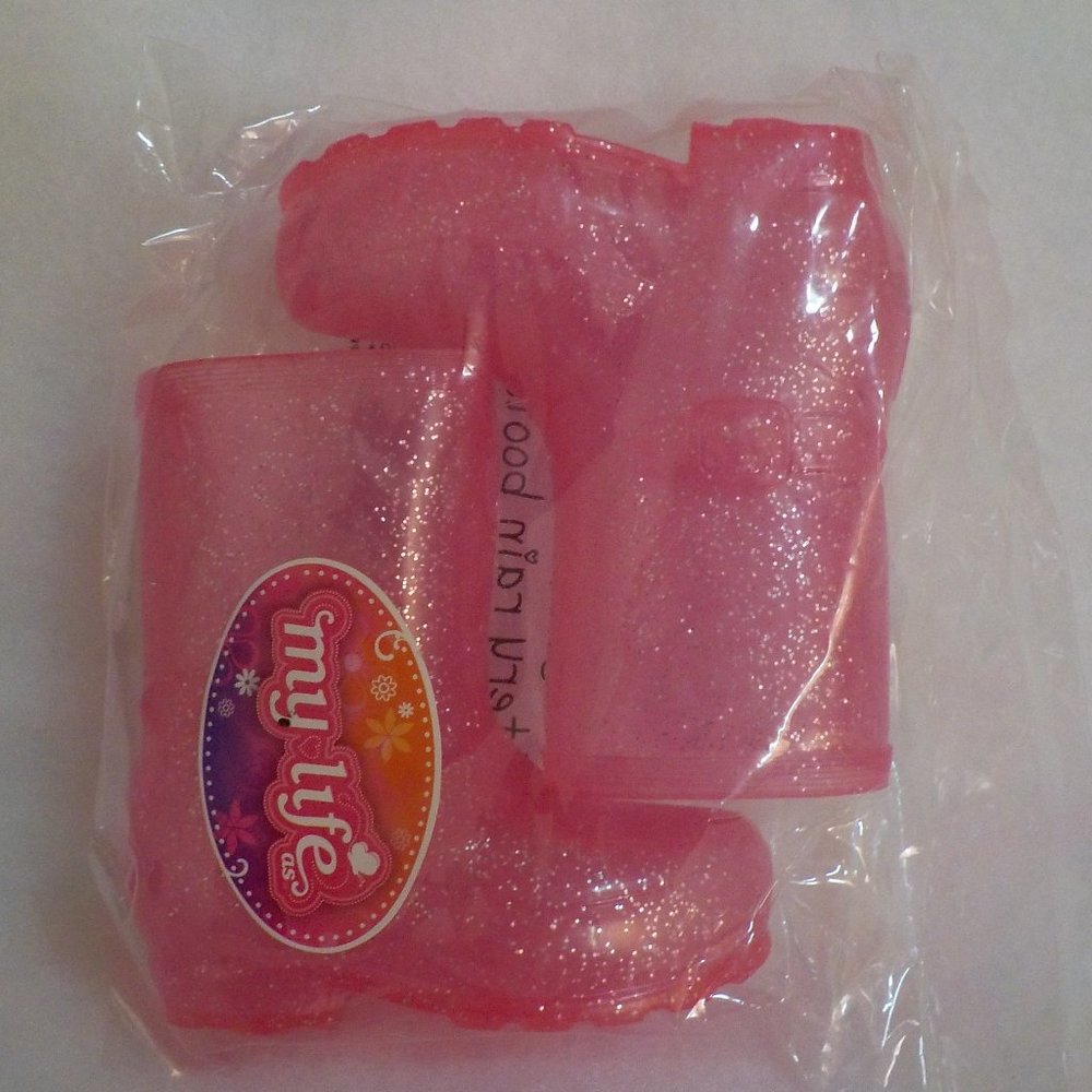 18-inch My Life Dol Pink Glitter Rain Boots - New